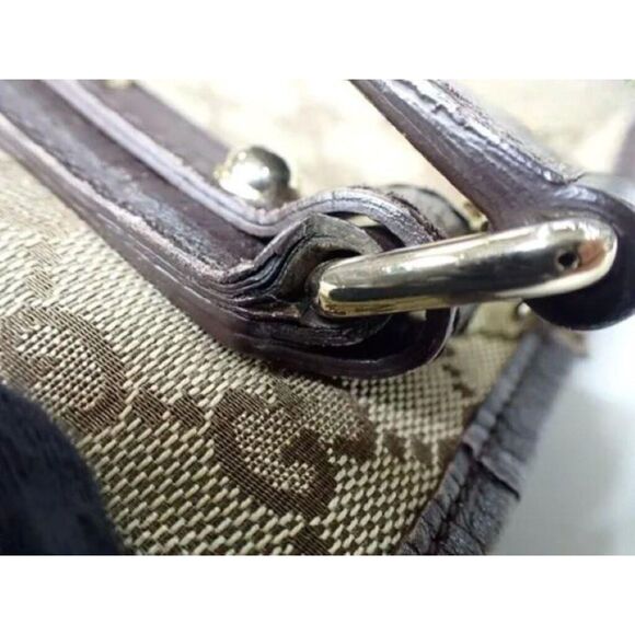 Gucci GG Canvas Handbag with Leather Handles and Trim - Picture 8 of 9